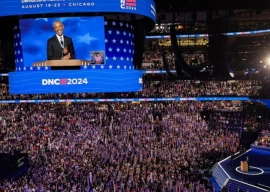 barack michelle rouse dnc crowd in support of harris